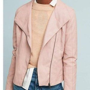 Anthropologie Ripley Pink Faux Leather Moto Jacket by ett:twa - S